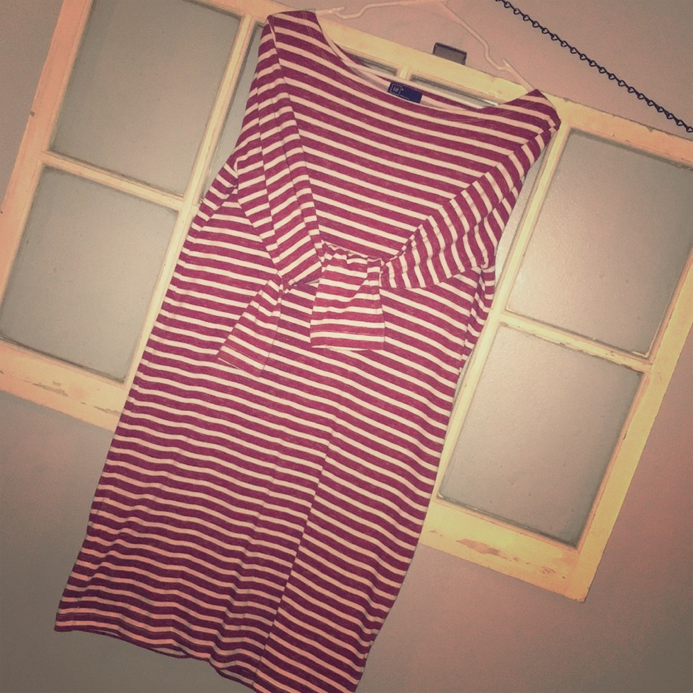 Gap red and white Long sleeve t shirt dress